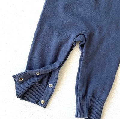 JUMPSUIT CLASSIC BUTTON KNIT DUSTY BLUE (Available in 2 Sizes)