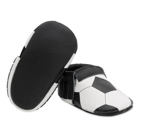 BIRD ROCK BABY MOCCASINS SOCCER BALL LEATHER (Available in 4 Sizes)