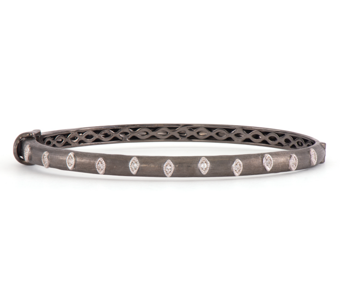 JUDE FRANCES BRACELET BANGLE SS BLACKENED STAGGERED MARQUIS