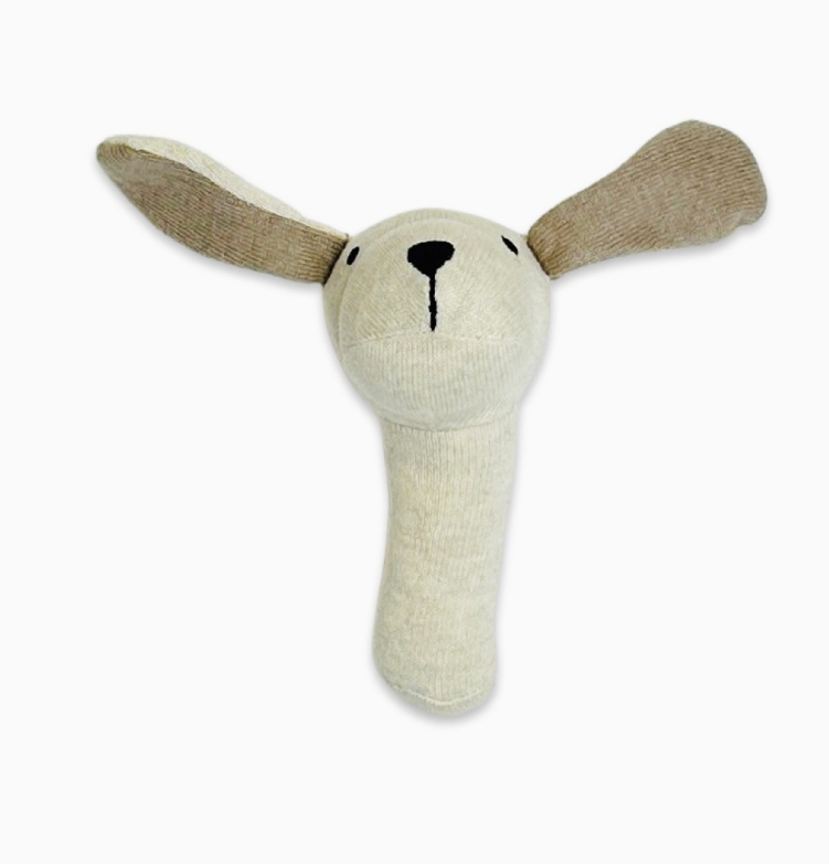 BABY RATTLE KNIT DOG NATURAL