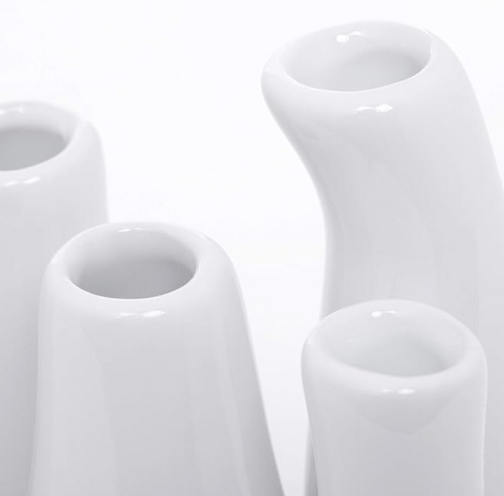 VASE 8 MULTI TUBE WHITE CERAMIC #71409