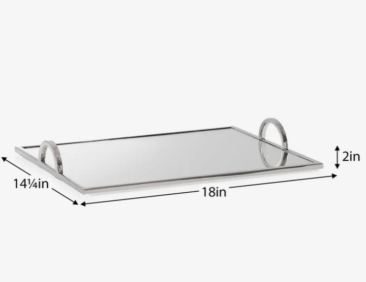 TRAY STAINLESS STEEL RECTANGULAR MIRROR WITH HANDLES #71410
