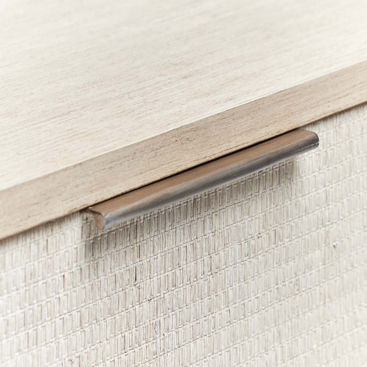 CHEST 6-DRAWER WASHED TAUPE WOOD WITH RAFFIA #71458