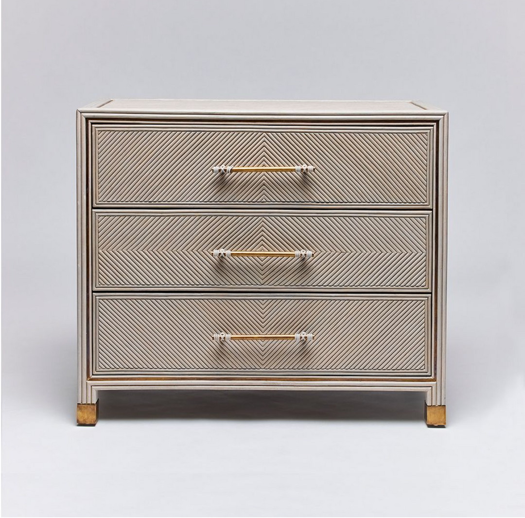 CHEST 3-DRAWER GREY WASHED RATTAN #71460 (NRD)