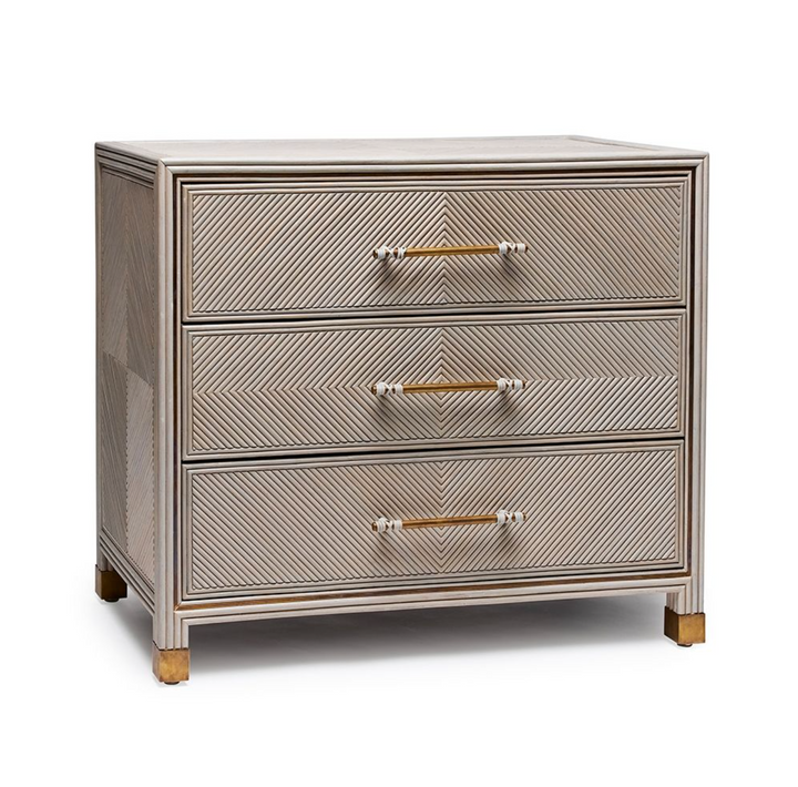 CHEST 3-DRAWER GREY WASHED RATTAN #71460 (NRD)