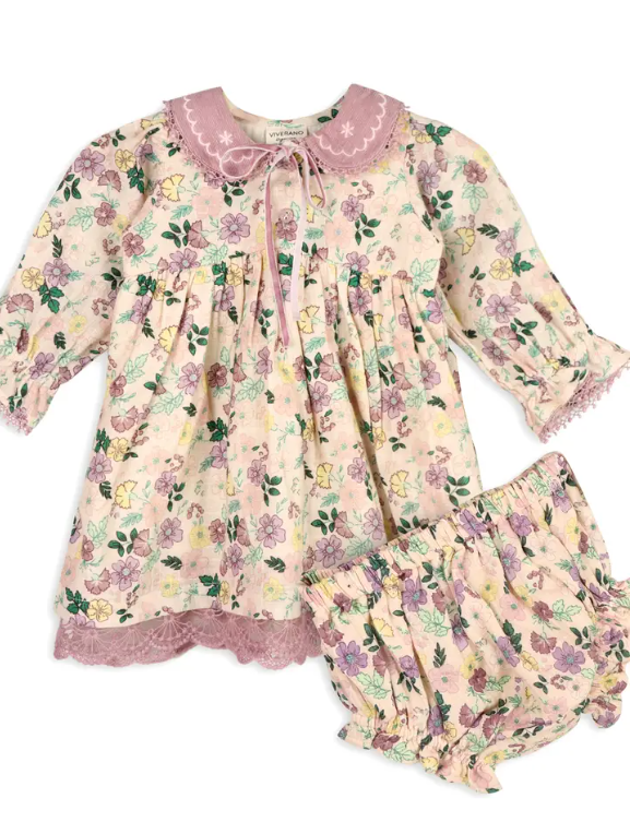 DRESS+BLOOMER FLORAL COLLAR LILAC S/2