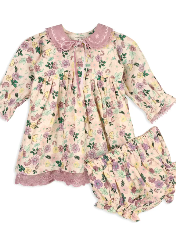 DRESS+BLOOMER FLORAL COLLAR LILAC S/2 (Available in 2 Sizes)