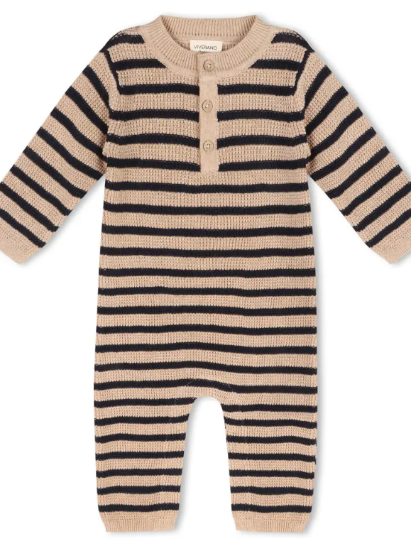 JUMPSUIT NAVY BLUE STRIPE SWEATER KNIT