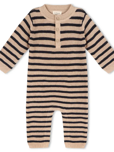 JUMPSUIT NAVY BLUE STRIPE SWEATER KNIT (Available in 3 Sizes)