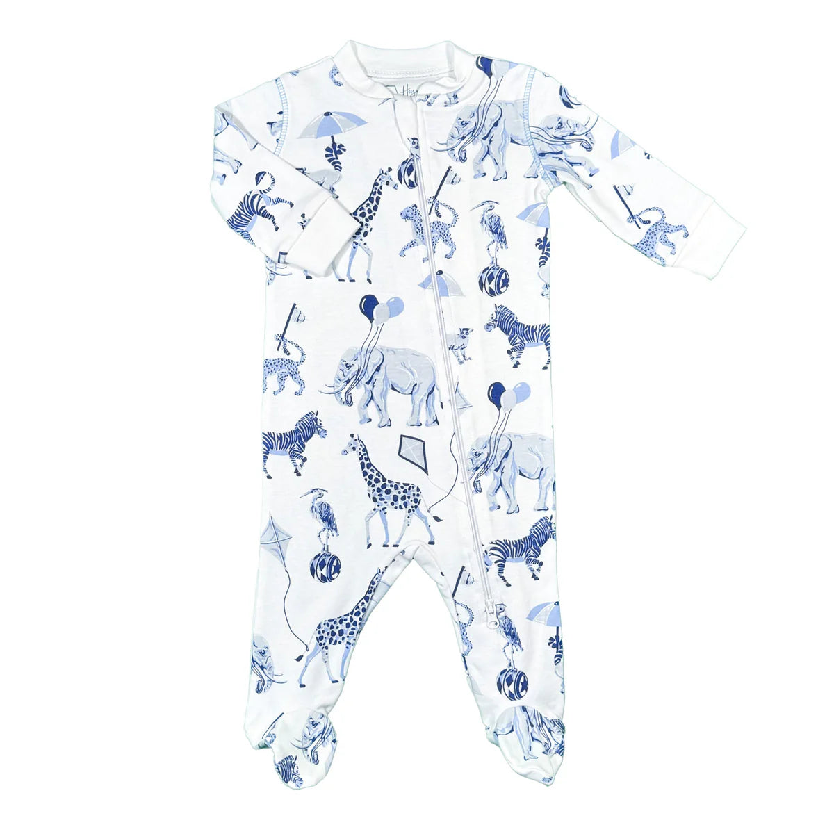 PAJAMA FOOTIE SAFARI IN BLUE (Available in 3 Sizes)