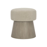 BENCH ROUND UPHOLSTERED TOP WOOD BASE