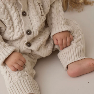 BABY JUMPSUIT RAINY DAY CABLE KNIT (Available in 2 Sizes)