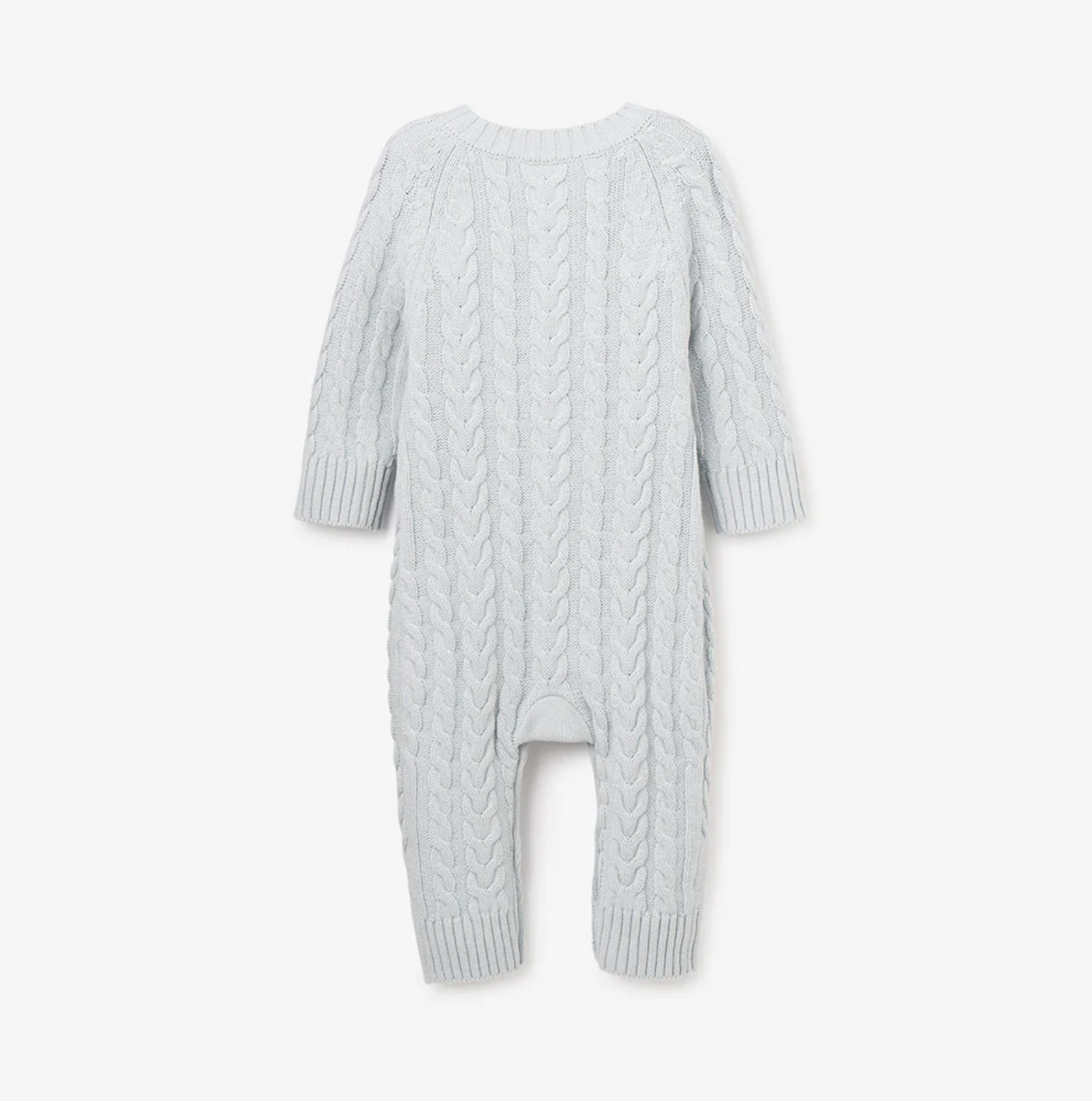 BABY JUMPSUIT PALE BLUE CABLE KNIT (Available in 2 Sizes)