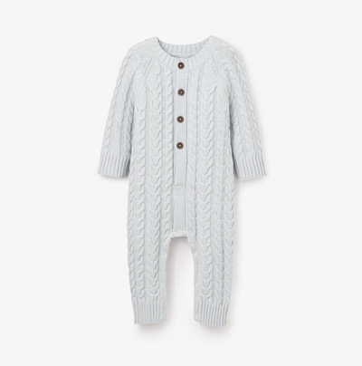 BABY JUMPSUIT PALE BLUE CABLE KNIT (Available in 2 Sizes)