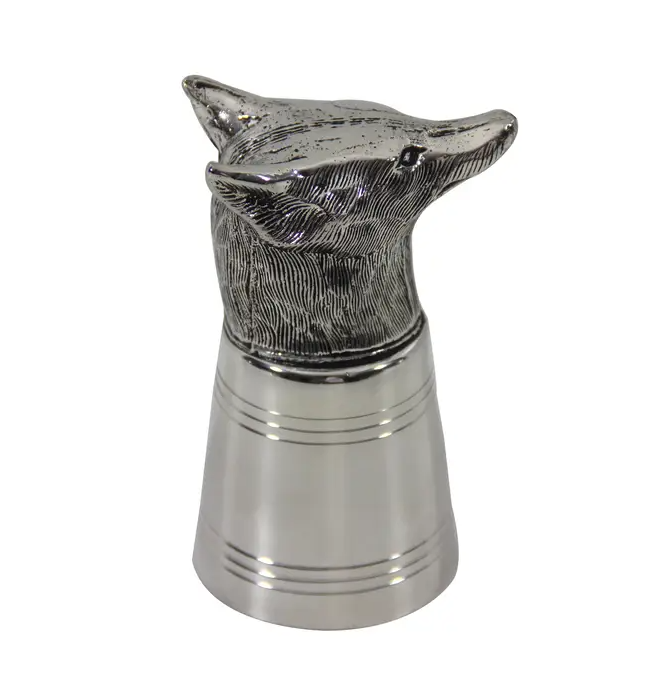 STIRRUP CUP FOX HEAD SILVER PLATE