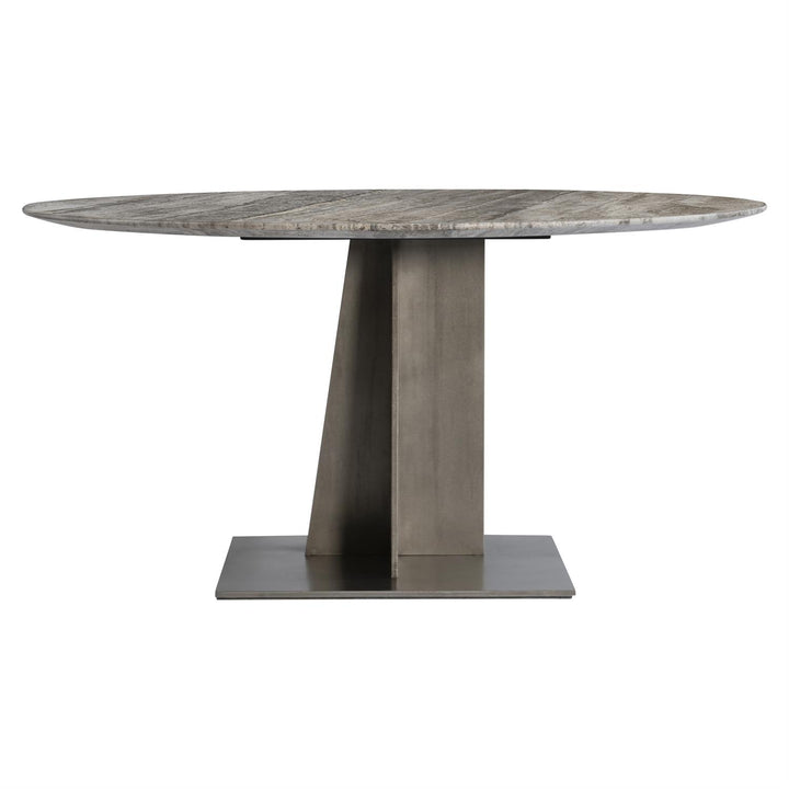 DINING TABLE ROUND TRAVERTINE STEEL #71898