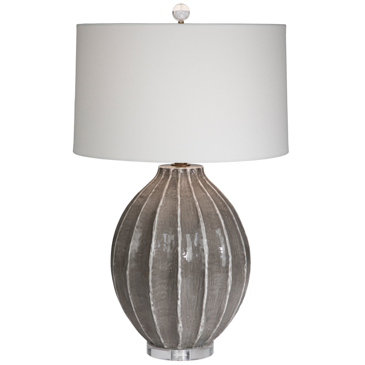 TABLE LAMP TAUPE RIBBED