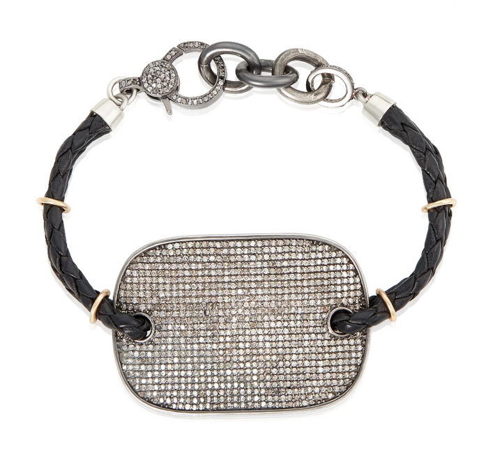 BRACELET DIAMOND SHIELD WITH LEATHER #72131