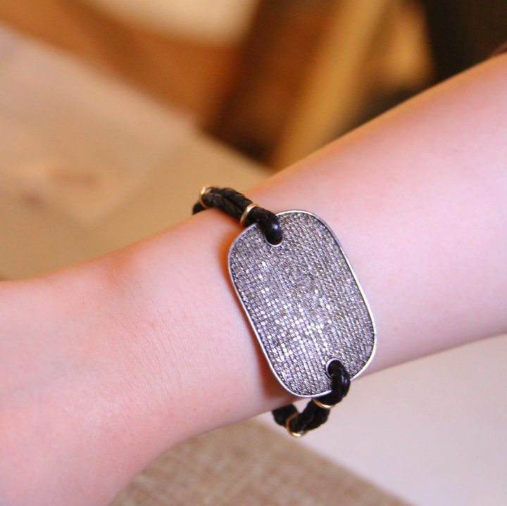 BRACELET DIAMOND SHIELD WITH LEATHER #72131