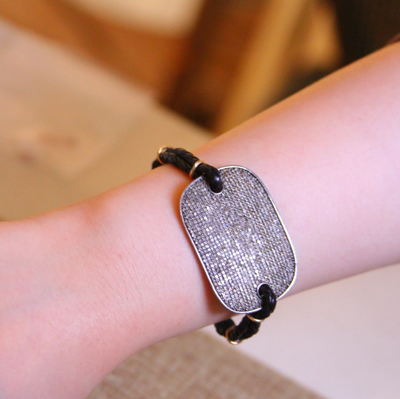 MABEL CHONG BRACELET DIAMOND SHIELD WITH LEATHER