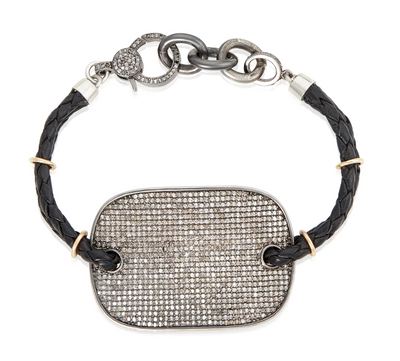 MABEL CHONG BRACELET DIAMOND SHIELD WITH LEATHER