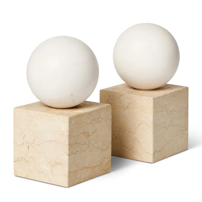 BOOKENDS ODETTE WHT MARBLE S/2 #72229