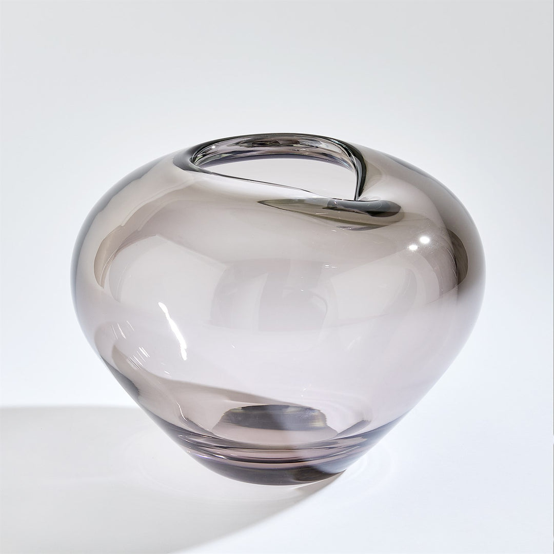 VASE UNDULATING GLASS GREY