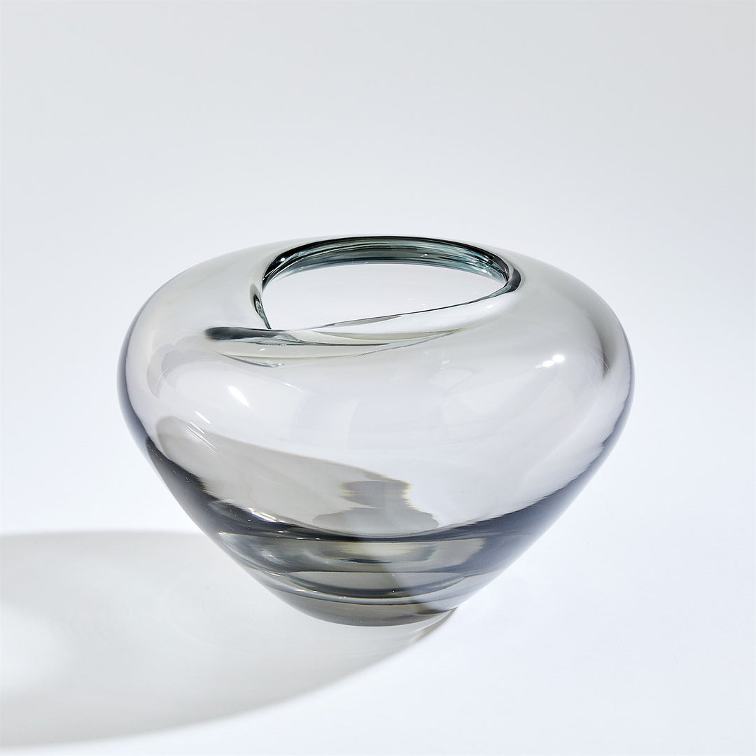 VASE UNDULATING GLASS GREY