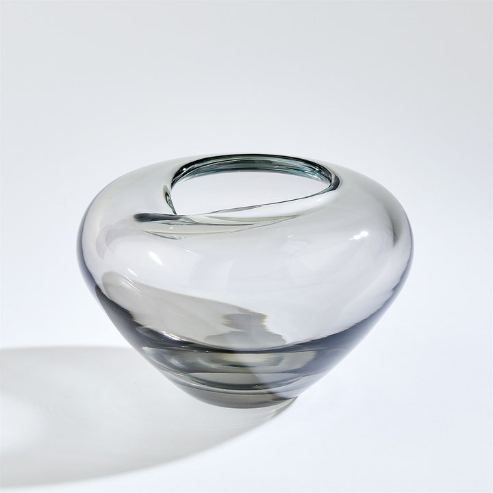 VASE UNDULATING GLASS GREY
