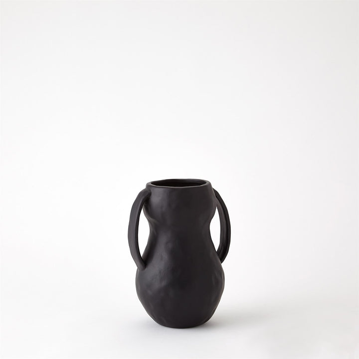 VASE MATTE BLACK WITH HANDLES