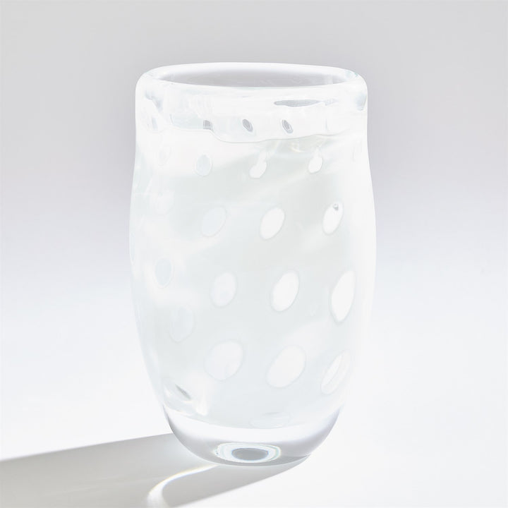 VASE WHITE POLKA DOT GLASS #72327