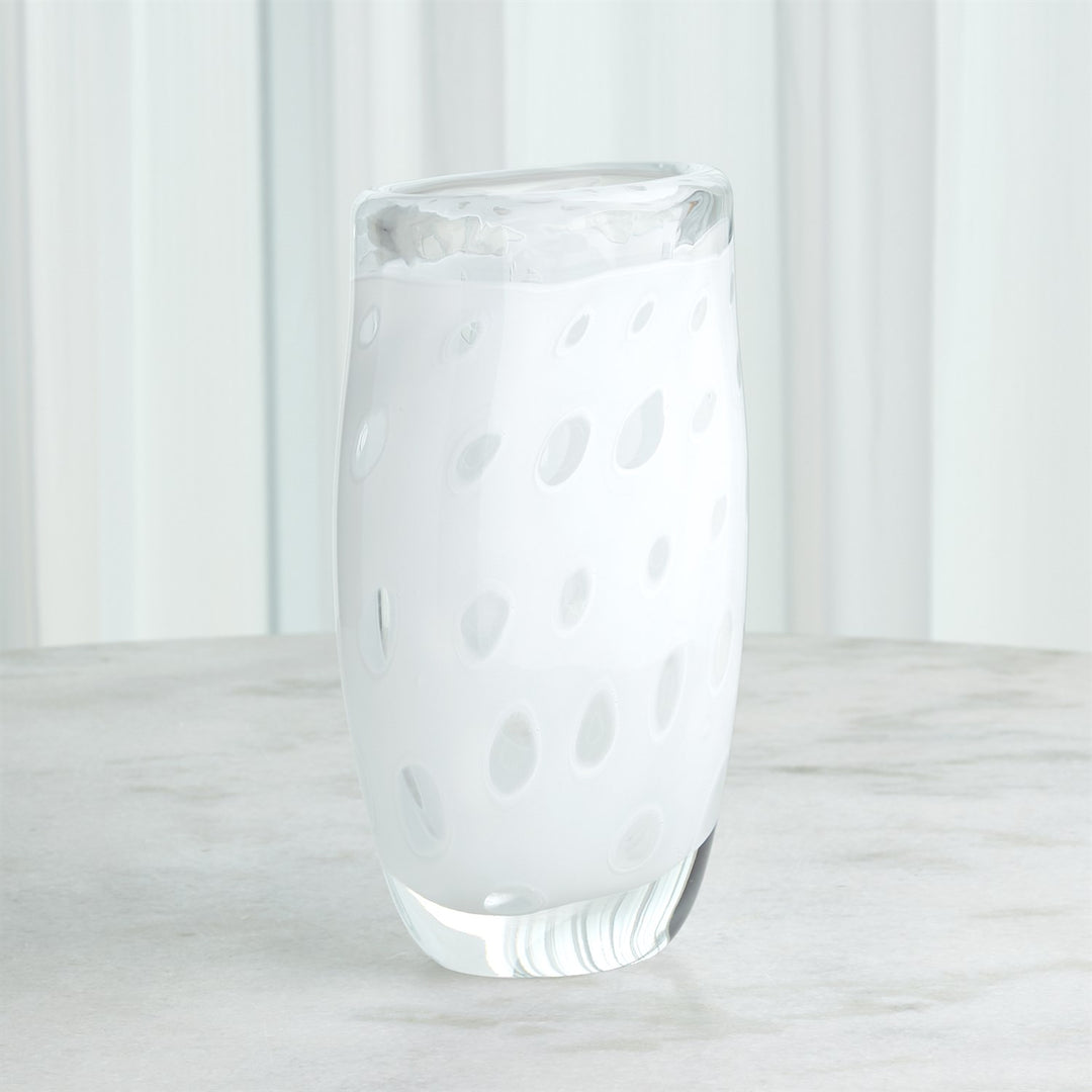 VASE WHITE POLKA DOT GLASS #72327