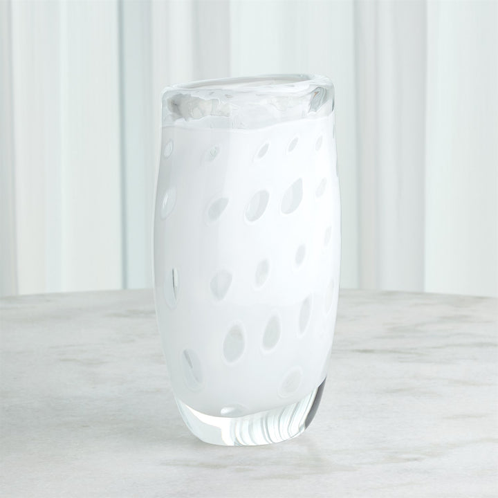 VASE WHITE POLKA DOT GLASS #72327