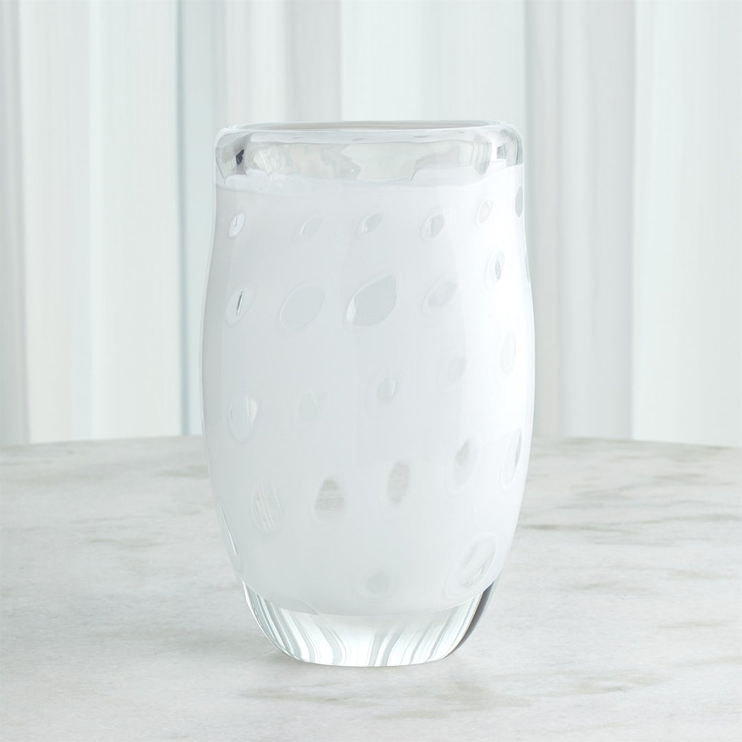 VASE WHITE POLKA DOT GLASS #72327