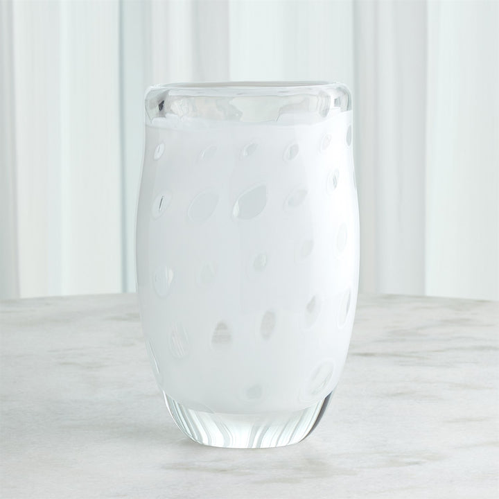 VASE WHITE POLKA DOT GLASS #72327
