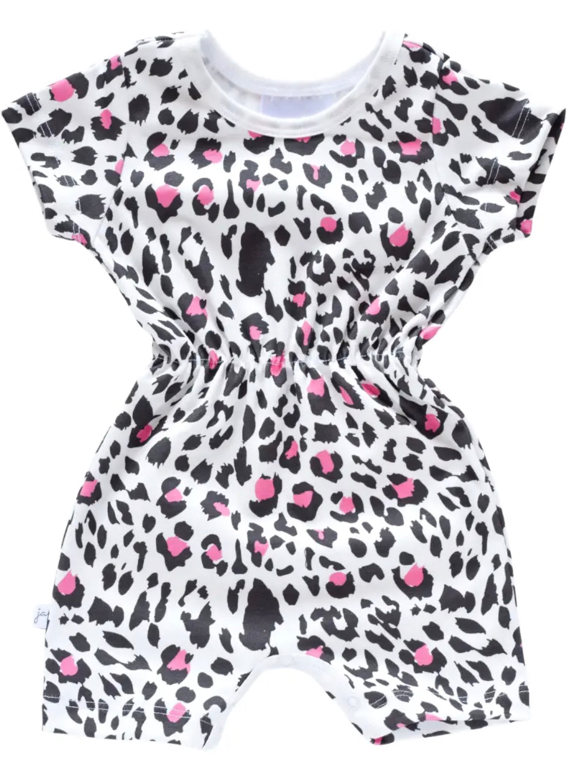 ROMPER SLEEVED ORGANIC LEOPARD PINK (Available in 4 Sizes)