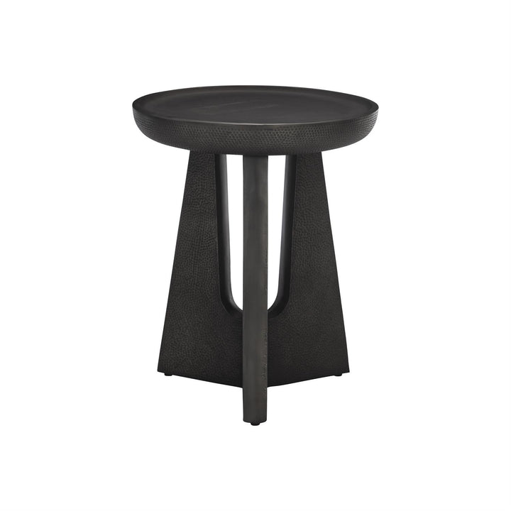 SIDE TABLE ROUND BLACK TEXTURED METAL #72402