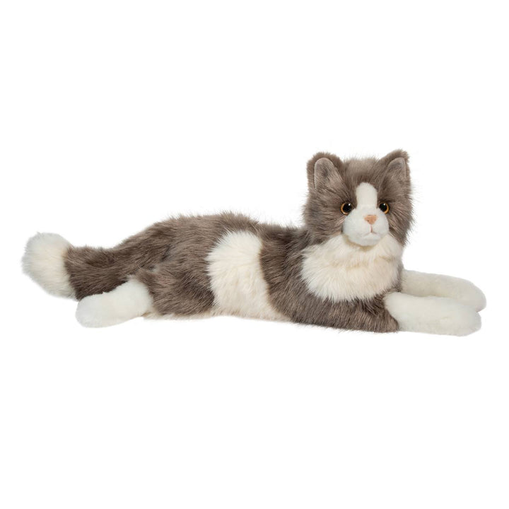 TOY WHT/GRAY CAT LYING #72450