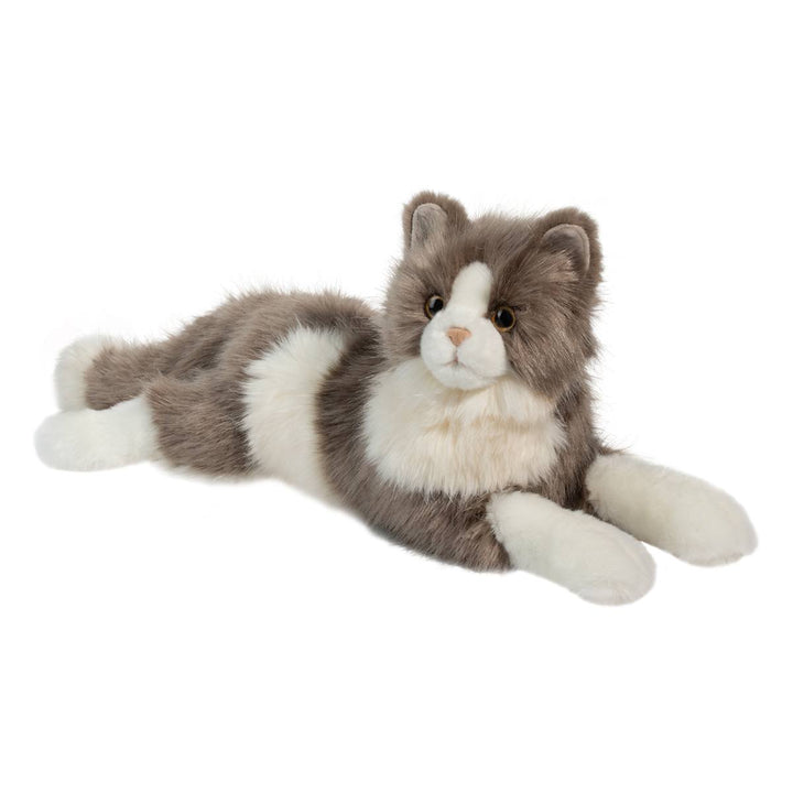 TOY WHT/GRAY CAT LYING #72450