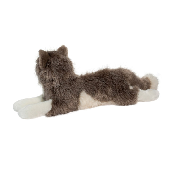 TOY WHT/GRAY CAT LYING #72450