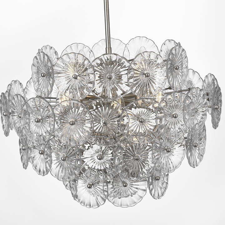 CHANDELIER GIANNA 24" BURNISH SILVER LEAF W/ CLEAR GLASS