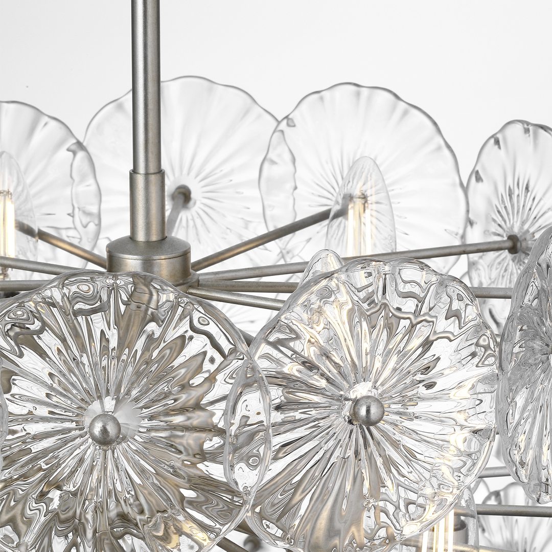 CHANDELIER GIANNA 24" BURNISH SILVER LEAF W/ CLEAR GLASS