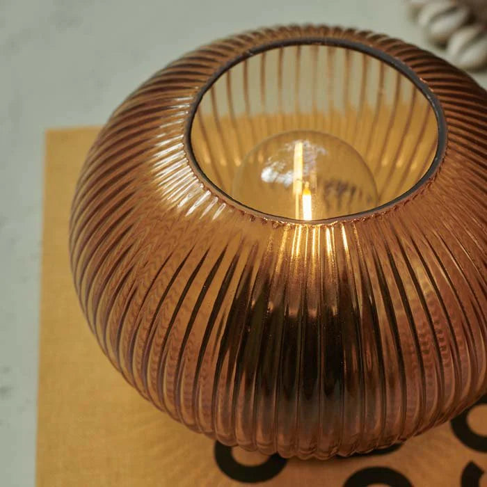 LED LAMP ROUND RIBBED AMBER