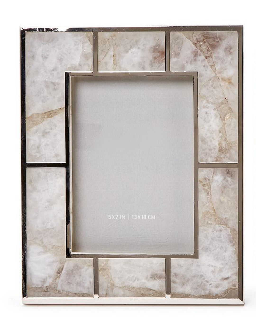 FRAME PHOTO WHITE QUARTZ W/ NICKEL TRIM