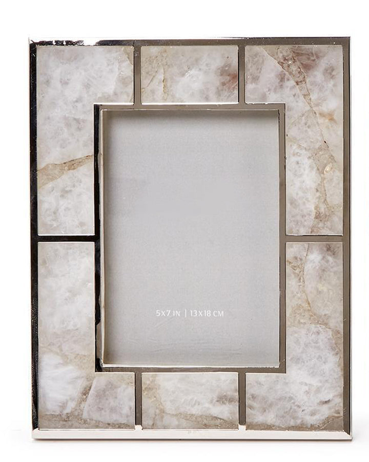 FRAME PHOTO WHITE QUARTZ W/ NICKEL TRIM