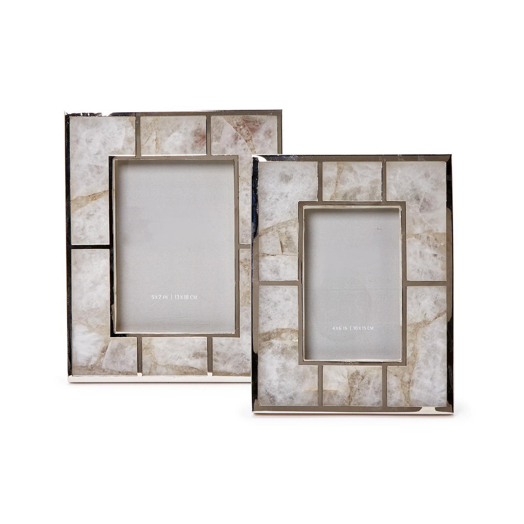 FRAME PHOTO WHITE QUARTZ W/ NICKEL TRIM