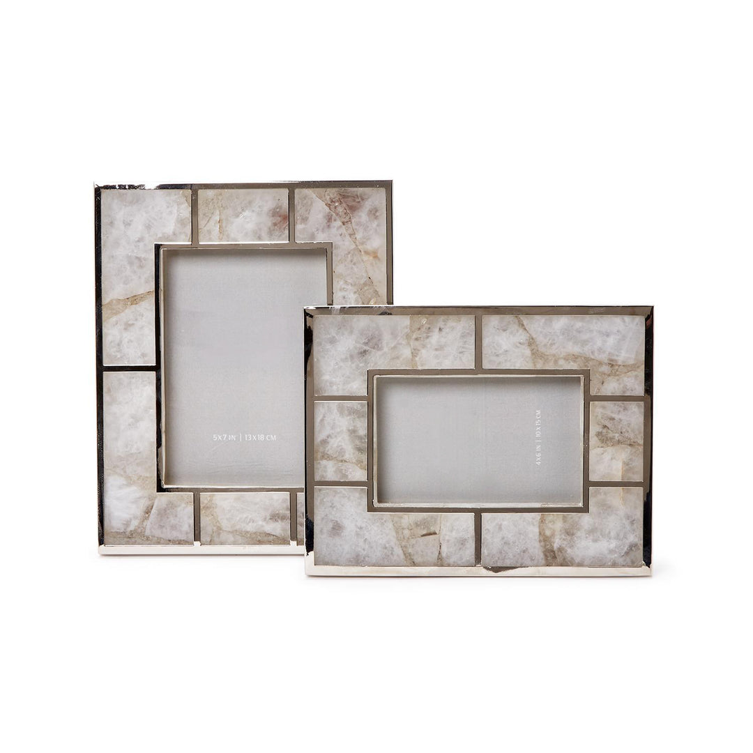 FRAME PHOTO WHITE QUARTZ W/ NICKEL TRIM