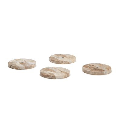 COASTERS MARBLE BROWN ON HOLDER - SET OF 4