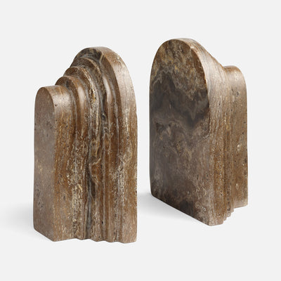 BOOKENDS GRAY TRAVERTINE S/2