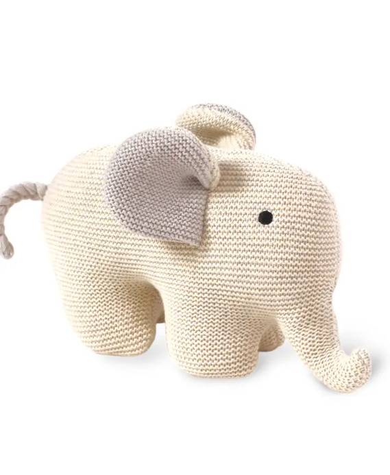TOY KNITTED ELEPHANT NATURAL HEATHER